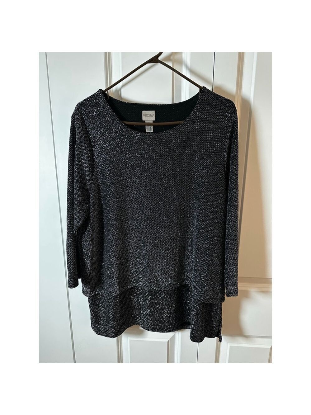 Easywear by Chico's Black Silver Sparkle Tunic Top Size 2